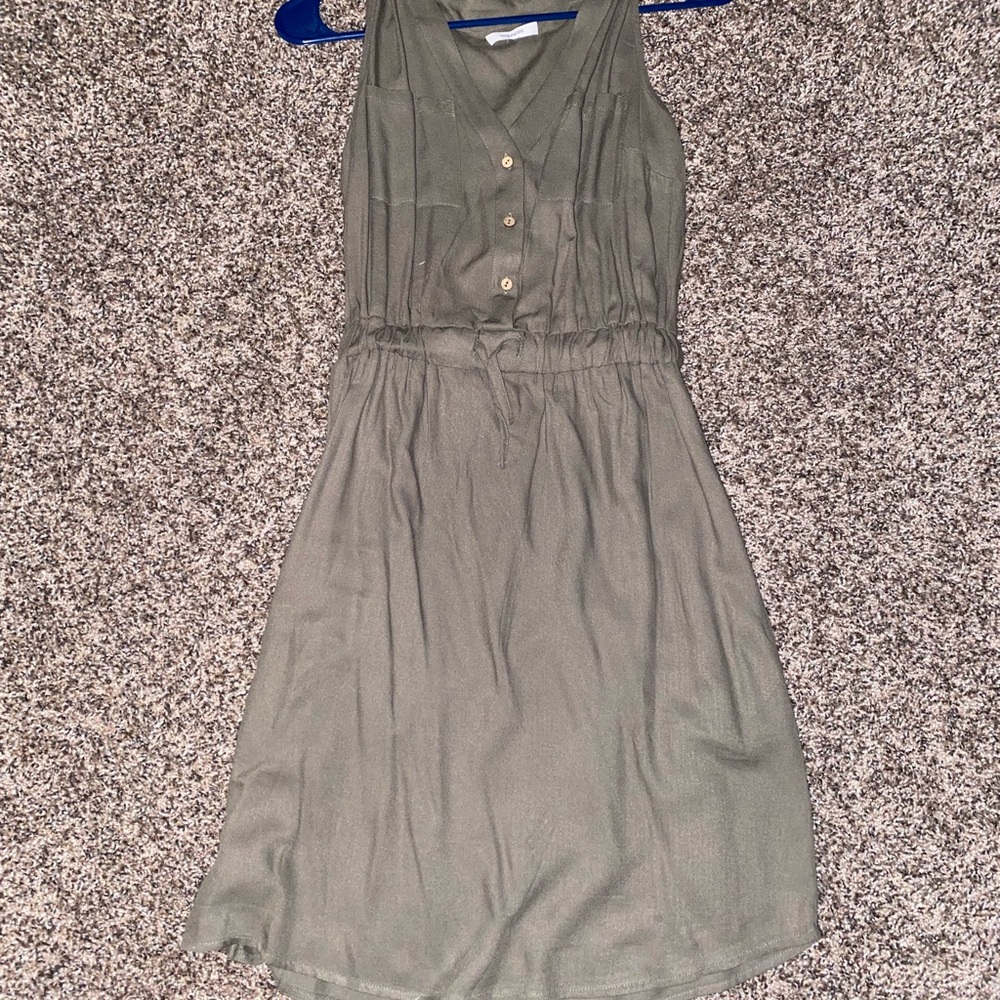 Maurices Olive Green Button-Front Midi Dress